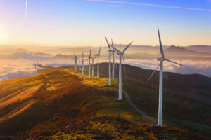 Windmills on mountains decarbonization
