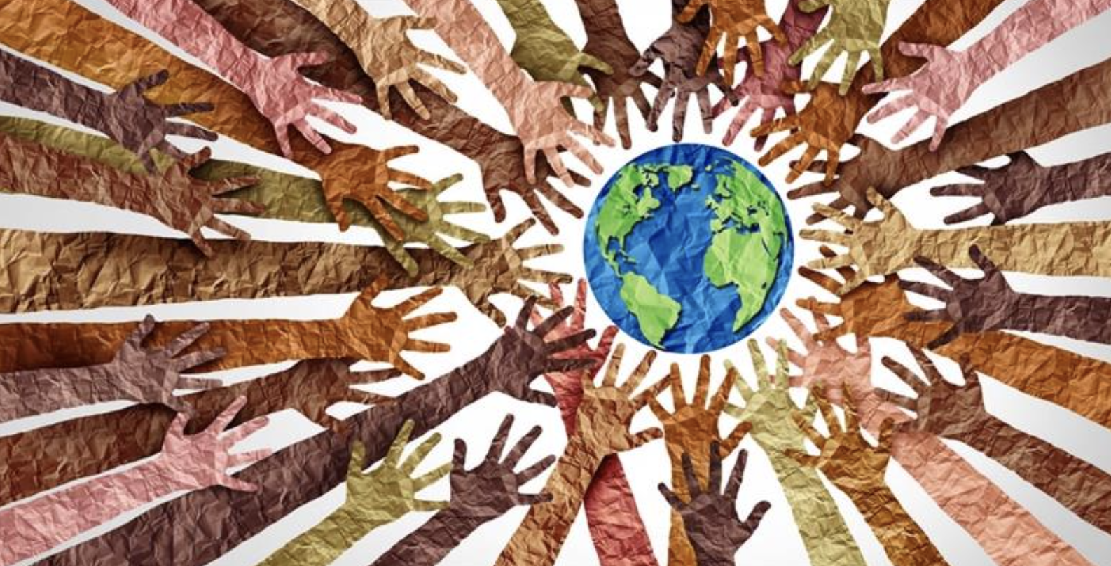 illustration of hands surrounding the earth
