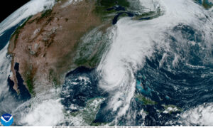 Satellite image of Hurricane Helene captured as it approached Florida on September 26, 2024.