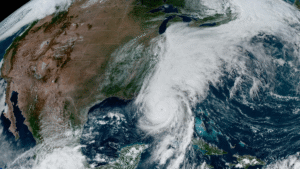 Satellite image of Hurricane Helene captured as it approached Florida on September 26, 2024.