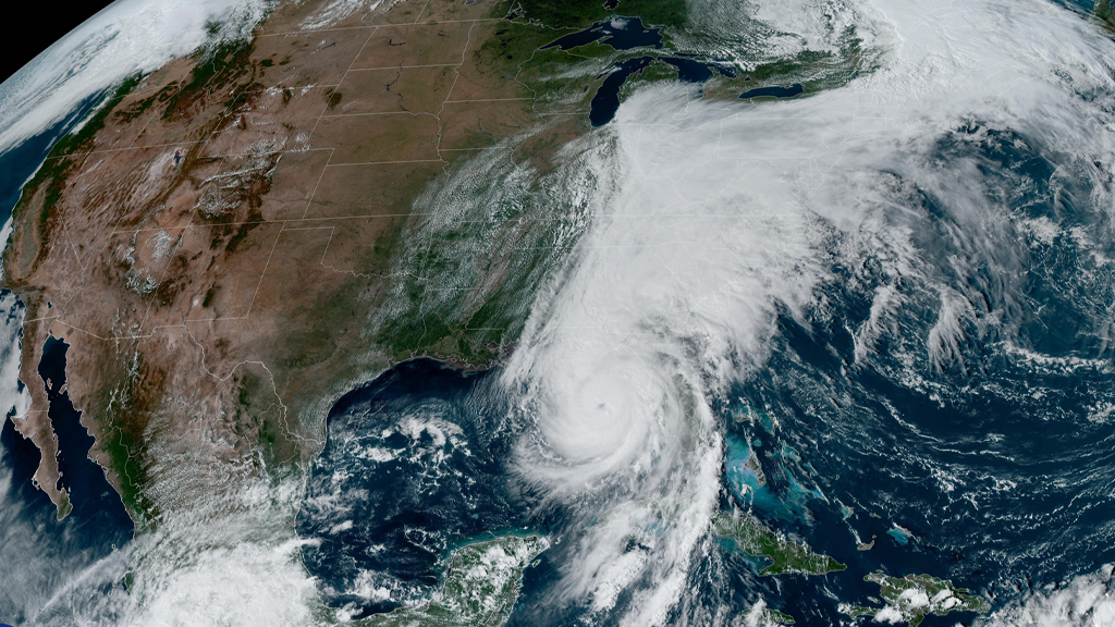 Satellite image of Hurricane Helene captured as it approached Florida on September 26, 2024.