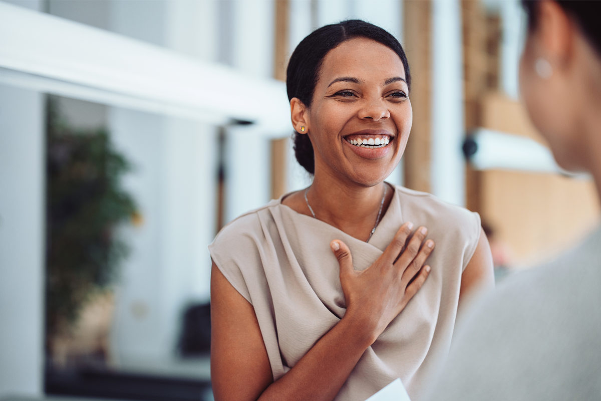 Woman receiving recognition