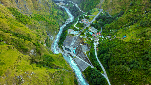 Ariel view of Bhotekoshi valley in Nepal